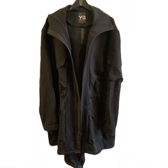 Y-3 Adidas/Yohji Yamamoto Hooded Double Zip Fishtail Coat - Picture 1 of 16